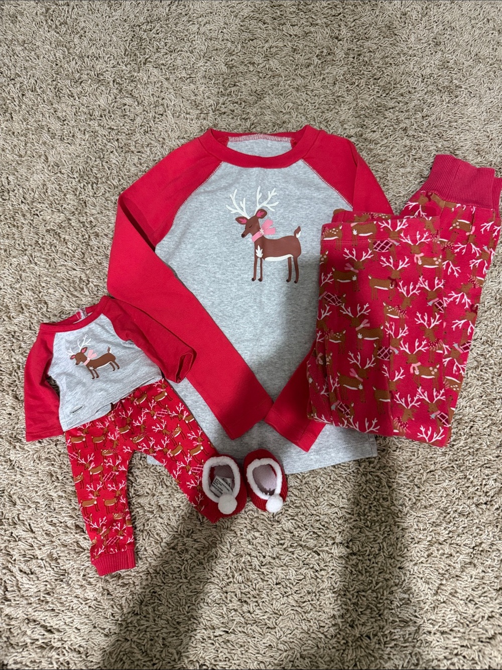 American Girl Red and Gray Reindeer Pajama Set
